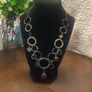 Gunmetal-black tone circles necklace